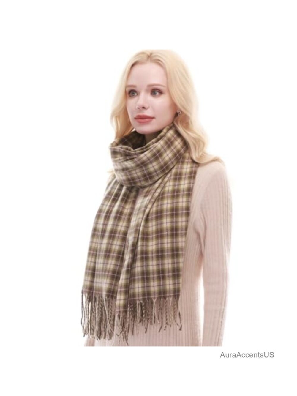 Oversized Plaid Pashmina Scarf Shawl Wrap for Women Fall Winter Cold Weather